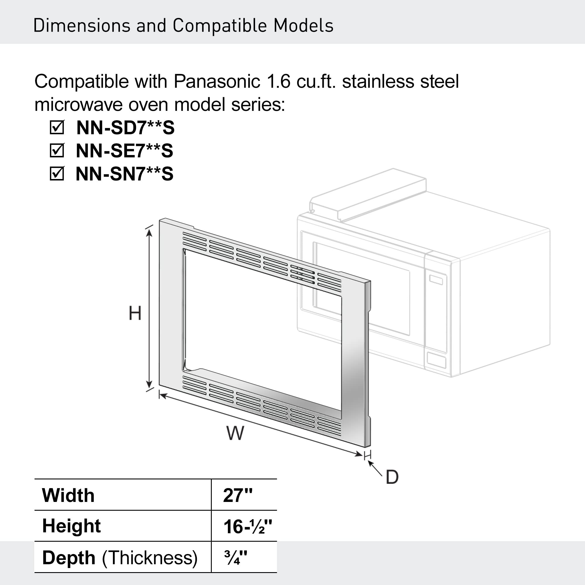 Amazon.com: Panasonic 27” Microwave Trim Kit for Panasonic 1.6 cu
